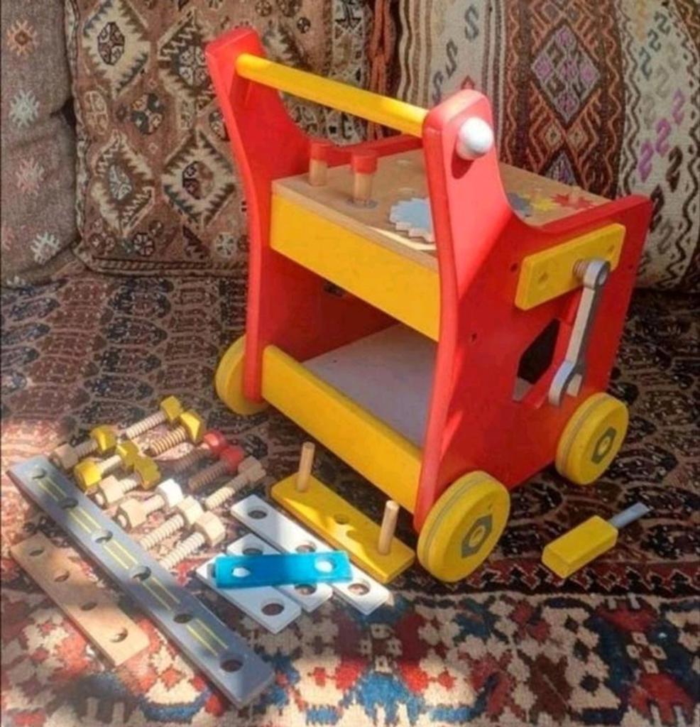 Briccolo Houten Bouwwagen en Loopwagen, Kinderen en Baby's, Speelgoed | Houten speelgoed, Ophalen of Verzenden, Duw- of Trekspeelgoed