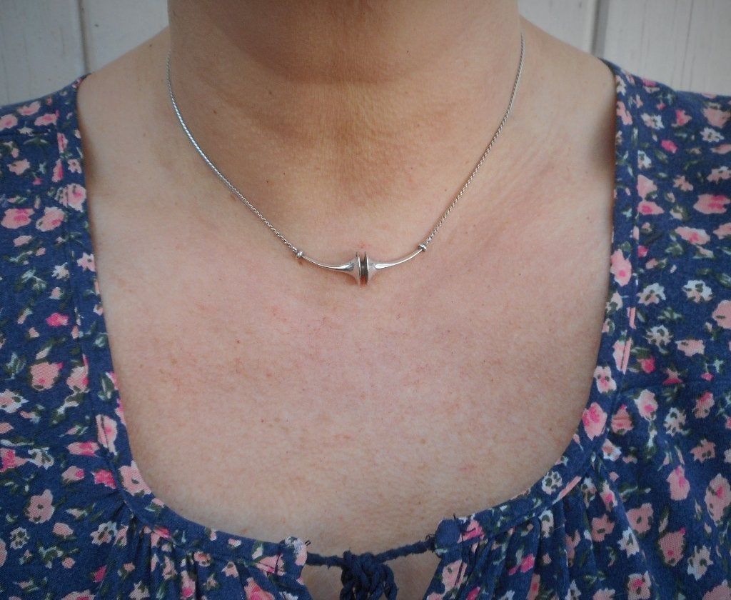Zilveren ketting met vaste modernist hanger nr.2424, Met hanger, Verzenden, Zo goed als nieuw, Zilver