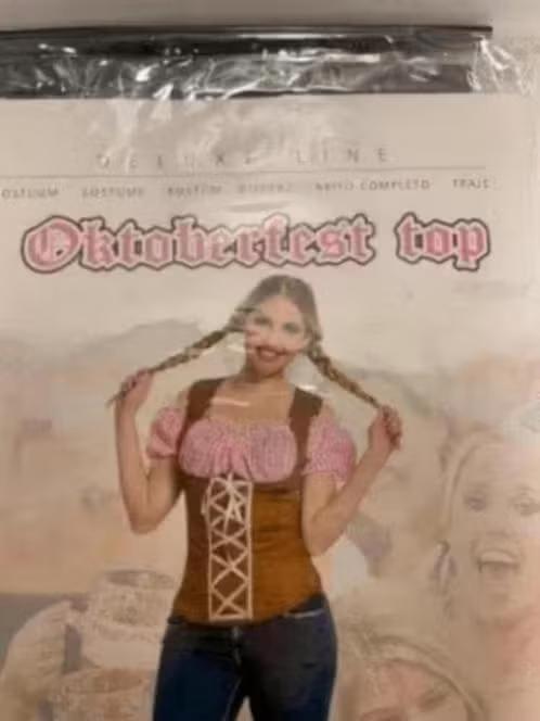 NIEUW! Oktoberfest top, bruin/roze geruit, 10x, S/M, €17,99, Ophalen of Verzenden, Nieuw, Overige thema's, Kleding