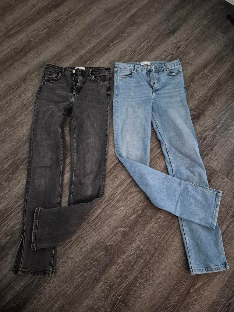 Set van 2 Zara jeans: straight fit met split, maat 38, Blauw, Zara, Ophalen of Verzenden, Zo goed als nieuw