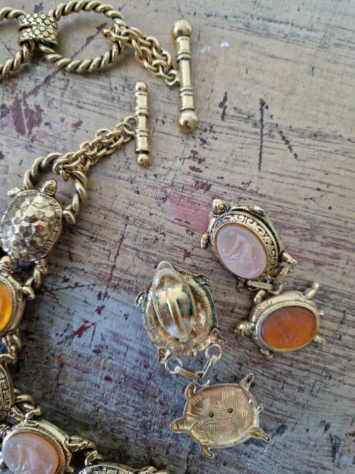Vintage Gouden Schildpadden Set van Zoe Coste, Verzenden, Gebruikt, Goud, Overige materialen