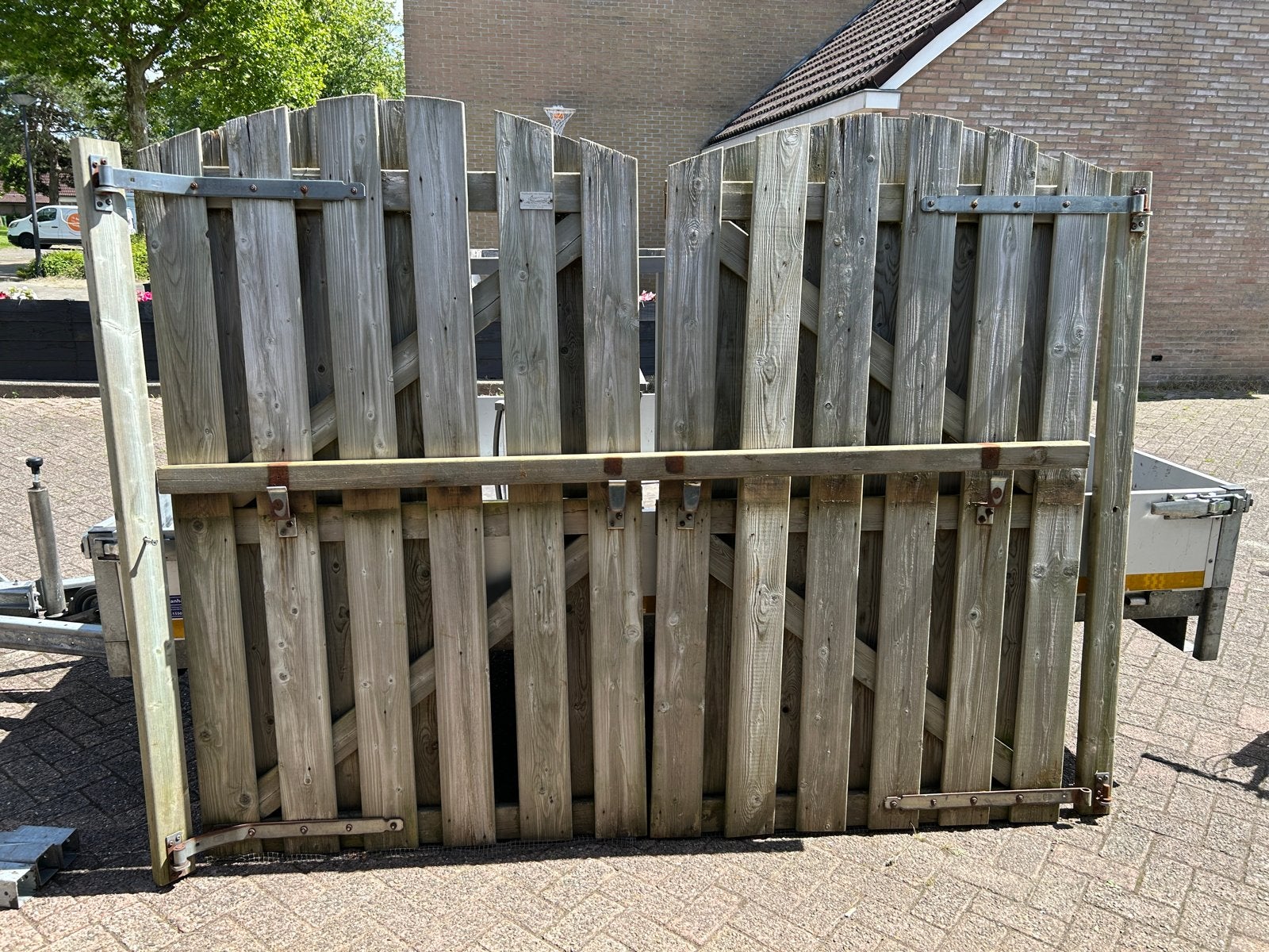 Houten Dubbele Tuinpoort, Ophalen, Met poort, Gebruikt, Tuinhek
