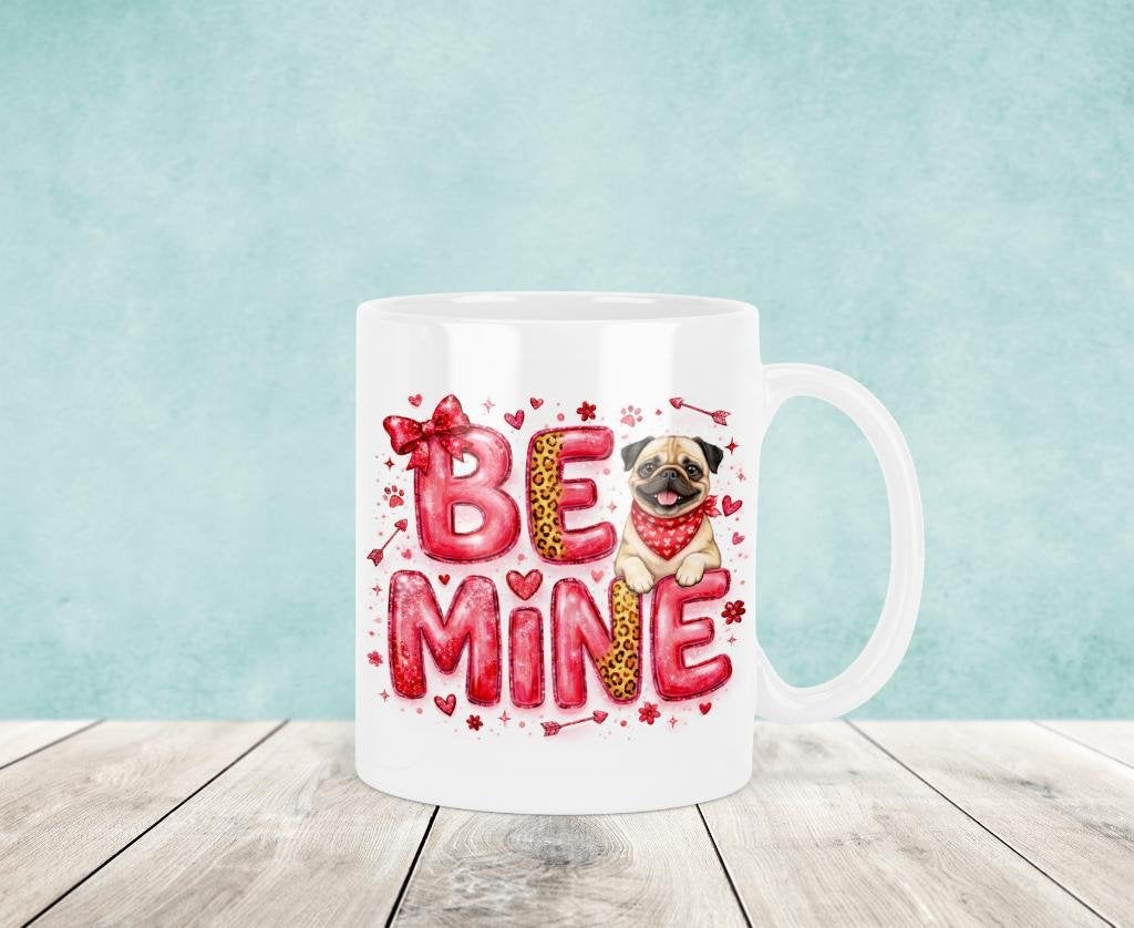 Mopshond - Be Mine Valentijnsdag Mok, Verzenden, Keramiek, Nieuw, Overige stijlen