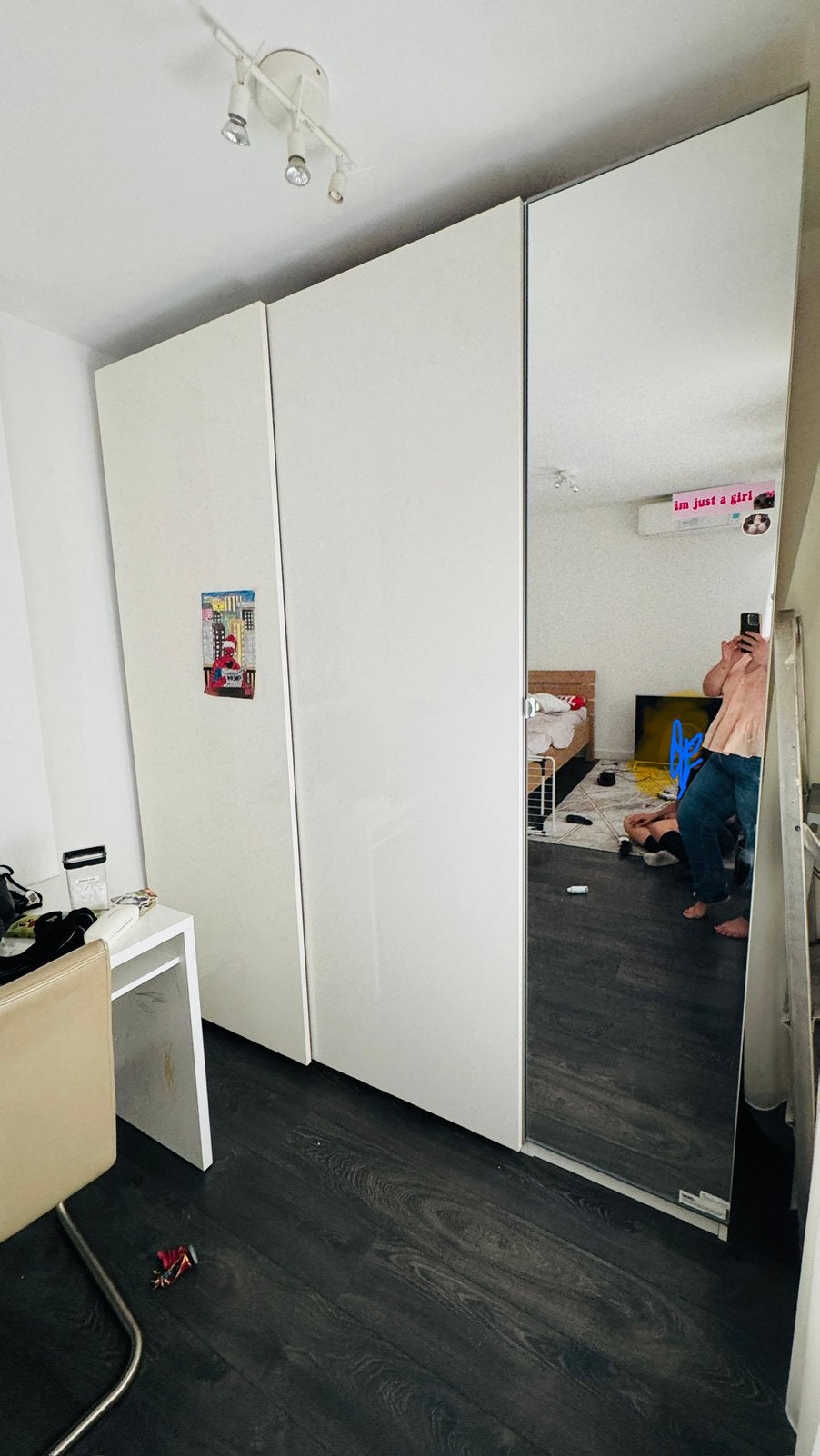 Pax kast met twee schuifdeuren en openslaande spiegeldeur, Ophalen, Gebruikt, 200 cm of meer, 150 tot 200 cm
