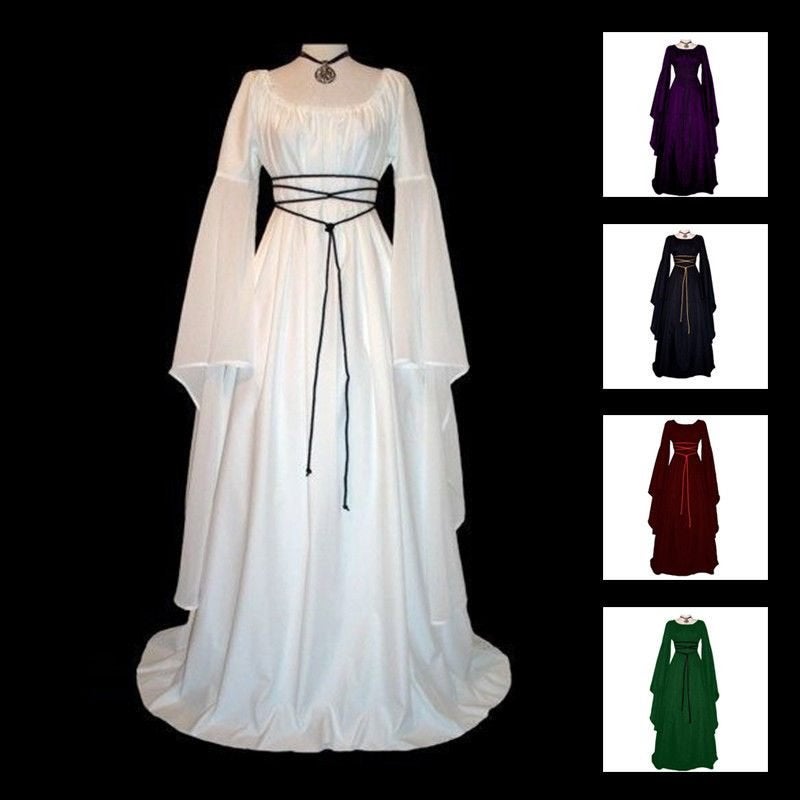 Lange victoriaanse jurk witte rode zwarte dames vrouwen, Verzenden, Nieuw, Pak of Jurk
