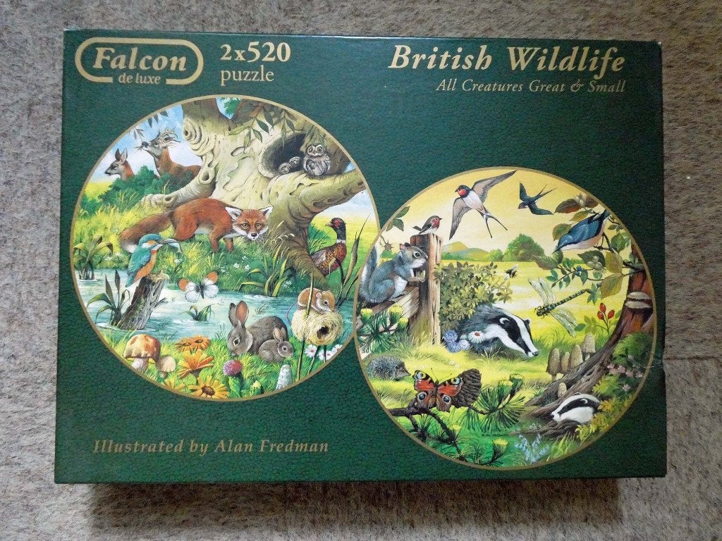 Falcon 2x British Wildlife (Alan Fredman), Ophalen, 500 t/m 1500 stukjes, Gebruikt, Legpuzzel
