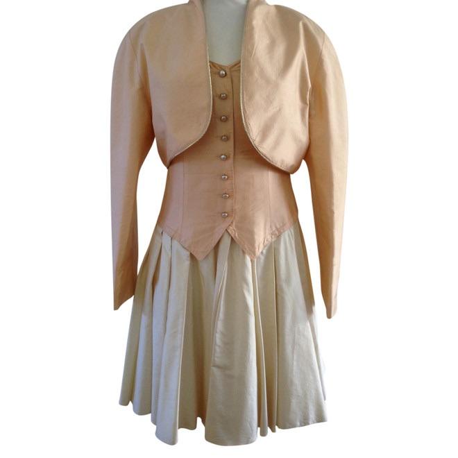 Jurk en bolero Sheila de Vries maat 36/38 van zijde., Overige kleuren, Ophalen of Verzenden, Zo goed als nieuw, Maat 36 (S)