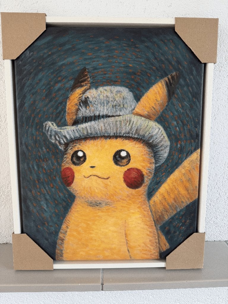 Pokémon x Van Gogh - Pikachu Canvas 45x35 baklijst wit, Hobby en Vrije tijd, Verzamelkaartspellen | Pokémon, Ophalen of Verzenden