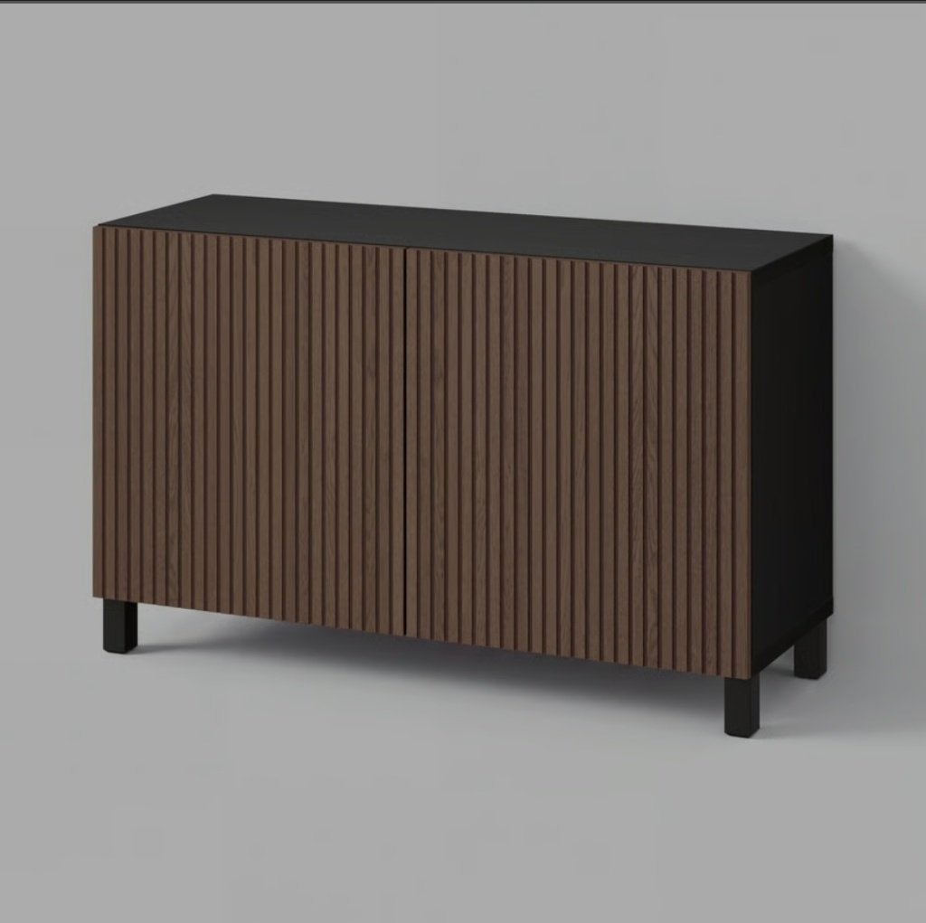 Besta Ikea kast zwartbruin eiken fineer 120x42x74, Ophalen, 50 tot 100 cm, Zo goed als nieuw, Minder dan 100 cm