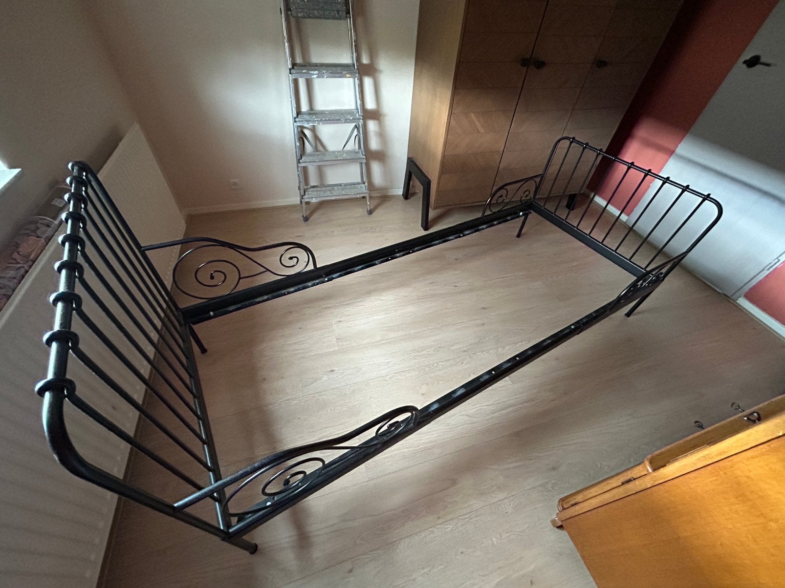 Zwart Ikea spijlenbed, Ophalen, Gebruikt, 90 cm, Eenpersoons