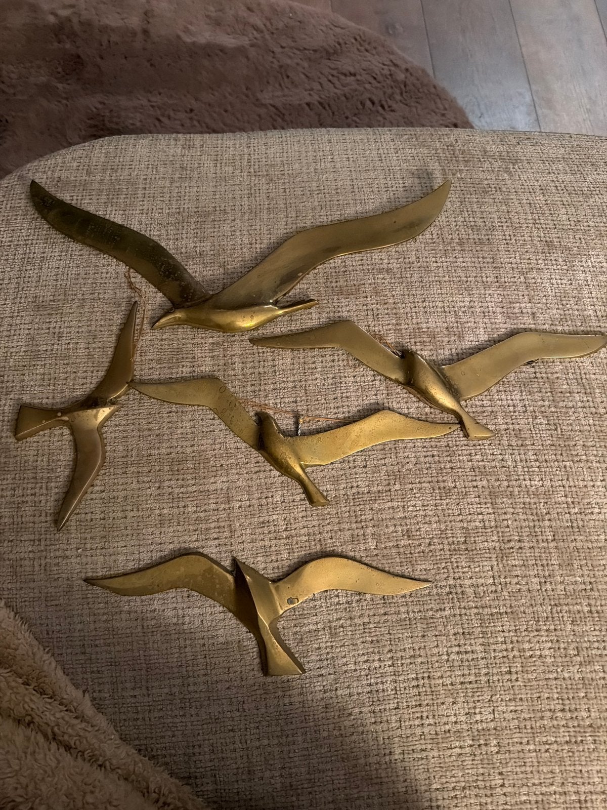 Vintage messing vogels - Wanddecoratie, Vintage, Gebruikt, Ophalen of Verzenden, Goud