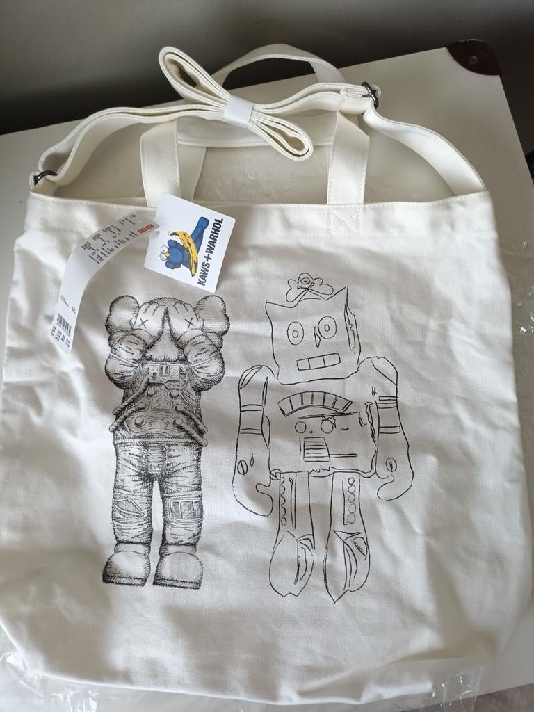 Uniqlo Kaws Katoenen Tas - Nieuw met Korte & Lange Hengsels, Ophalen of Verzenden, Nieuw, Wit, Overige merken
