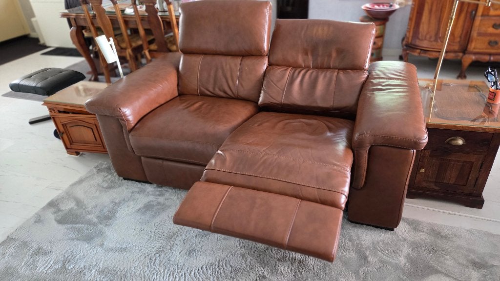 Leren bank Atlantis, Matera, kleur Cognac, Ophalen, Gebruikt, Minder dan 75 cm, 150 tot 200 cm