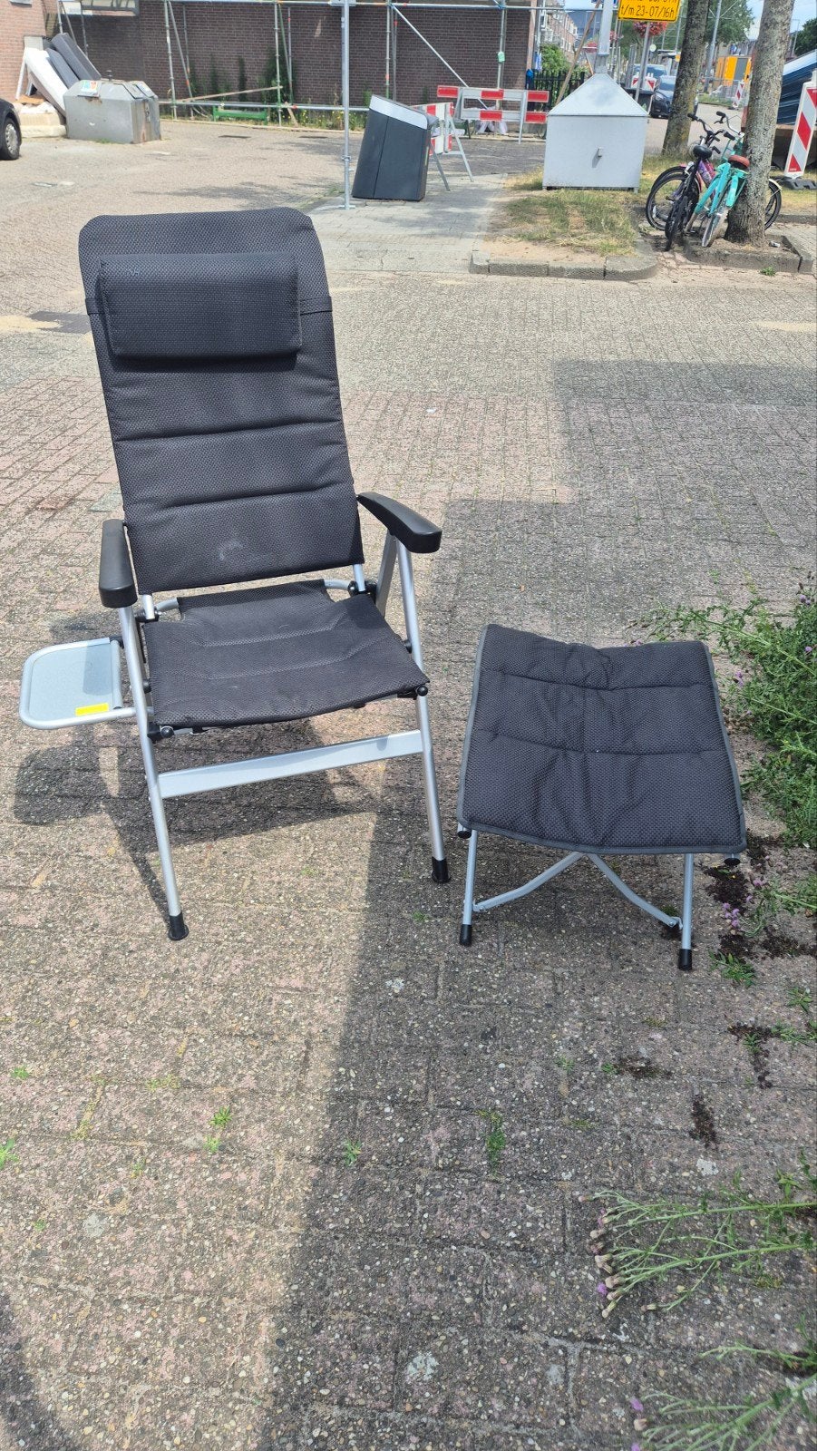 4 anwb stoelen met 1 voetenbankje, Ophalen, Zo goed als nieuw, Campingstoel