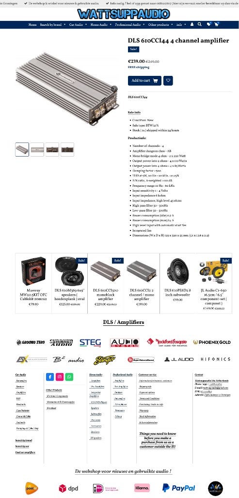DLS 610CCI44 4 kanaals versterker SQ, Auto diversen, Autospeakers, Info@optimount.nl, Nieuw, Ophalen of Verzenden, Anholtseweg 48A 7091 HB DINXPERLO