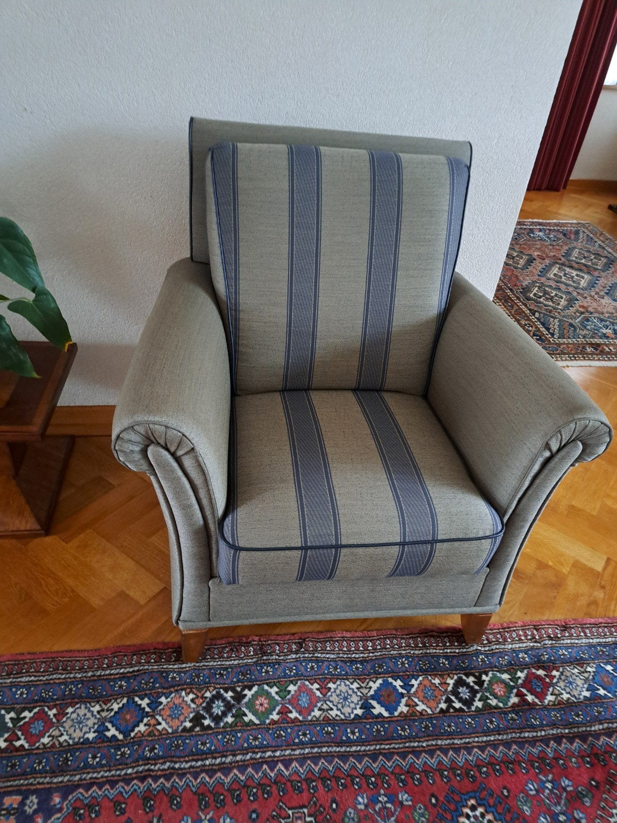 blauwe fauteuil, Ophalen, Zo goed als nieuw, 75 tot 100 cm, 50 tot 75 cm