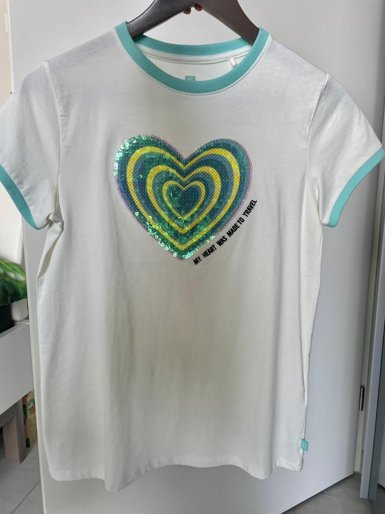 Heart met pailletten-shirt, Ophalen of Verzenden, Zo goed als nieuw, Meisje, Shirt of Longsleeve