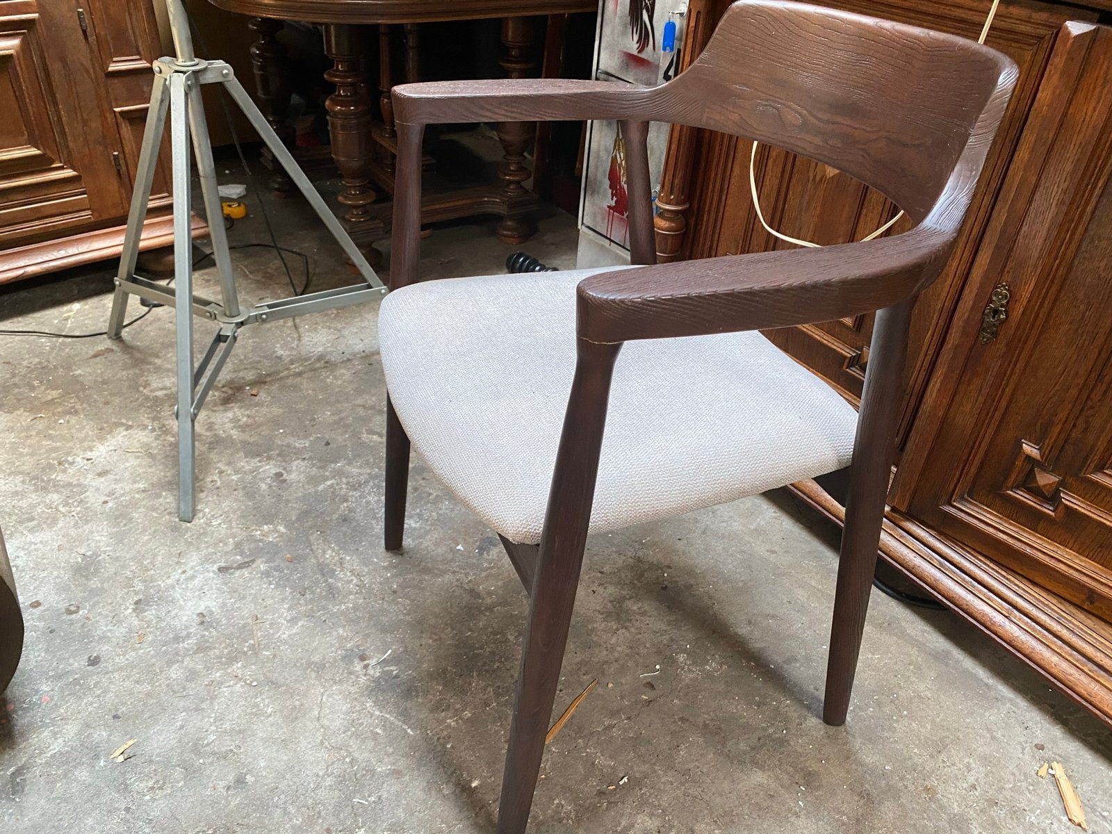 Japandi Vintage Retro Massief Essen Stoel Donkerbruin, Ophalen, Bruin, Nieuw, Vier