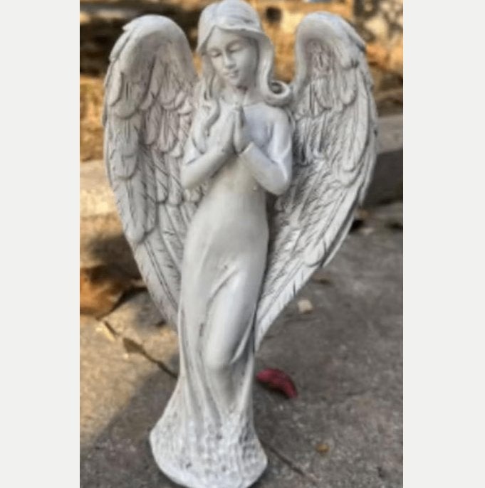 Prachtig tuinbeeldje Engel gevouwen handen wit (18cm), Tuin en Terras, Ophalen of Verzenden, Nieuw, Kunststof