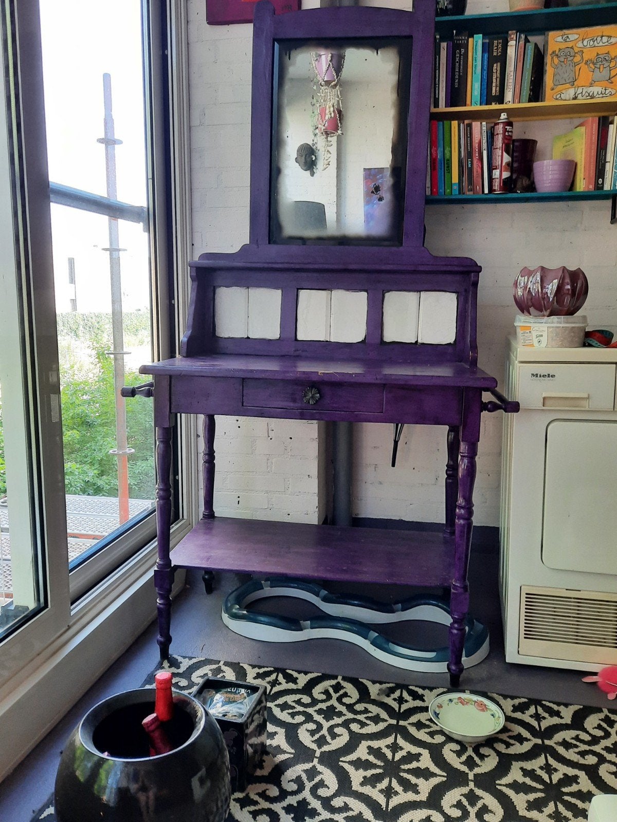 Kaptafel antiek paars geverfd opknapper., Antiek en Kunst, Antiek | Meubels | Kasten, Ophalen