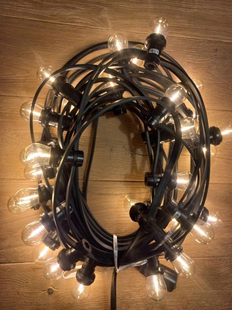 Prikkabel van 15 meter met warmwitte filamentlampen 1 watt, Overige materialen, Minder dan 50 watt, Nieuw, Ophalen of Verzenden