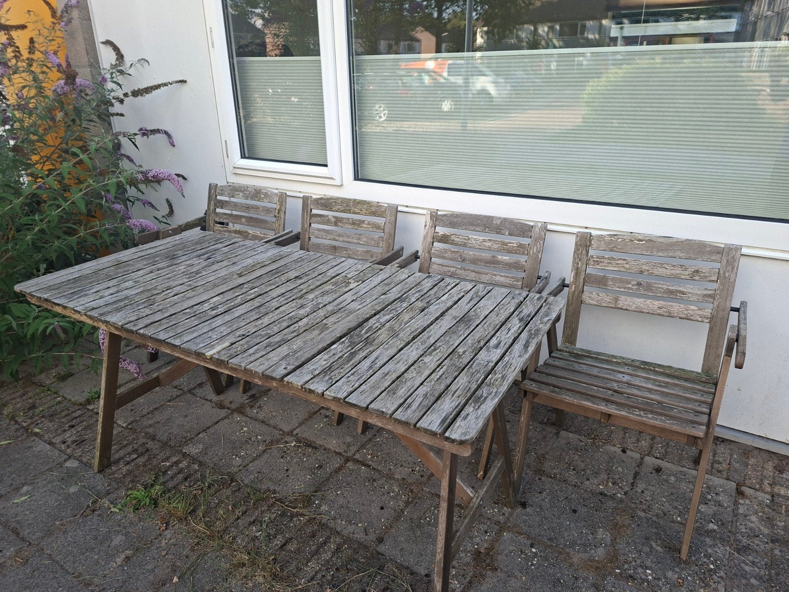 Houten tuinset - Opknapper GRATIS afhalen, Tuin en Terras, Ophalen, 4 zitplaatsen, Gebruikt, Tuinset