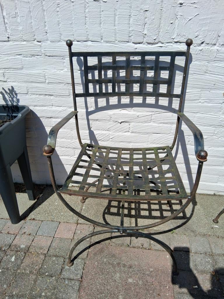 Set van 4 gietijzeren Tuinstoelen, Tuin en Terras, Ophalen, Gebruikt