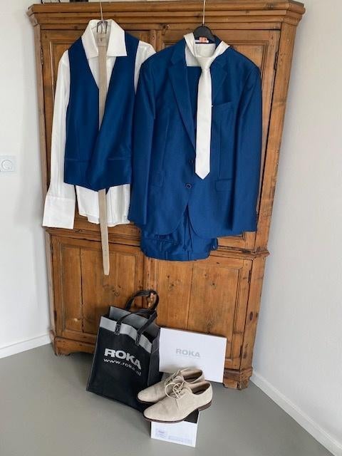 Merk ROKA compleet pak, Kleding | Heren, Ophalen, Zo goed als nieuw, Maat 52/54 (L), Blauw