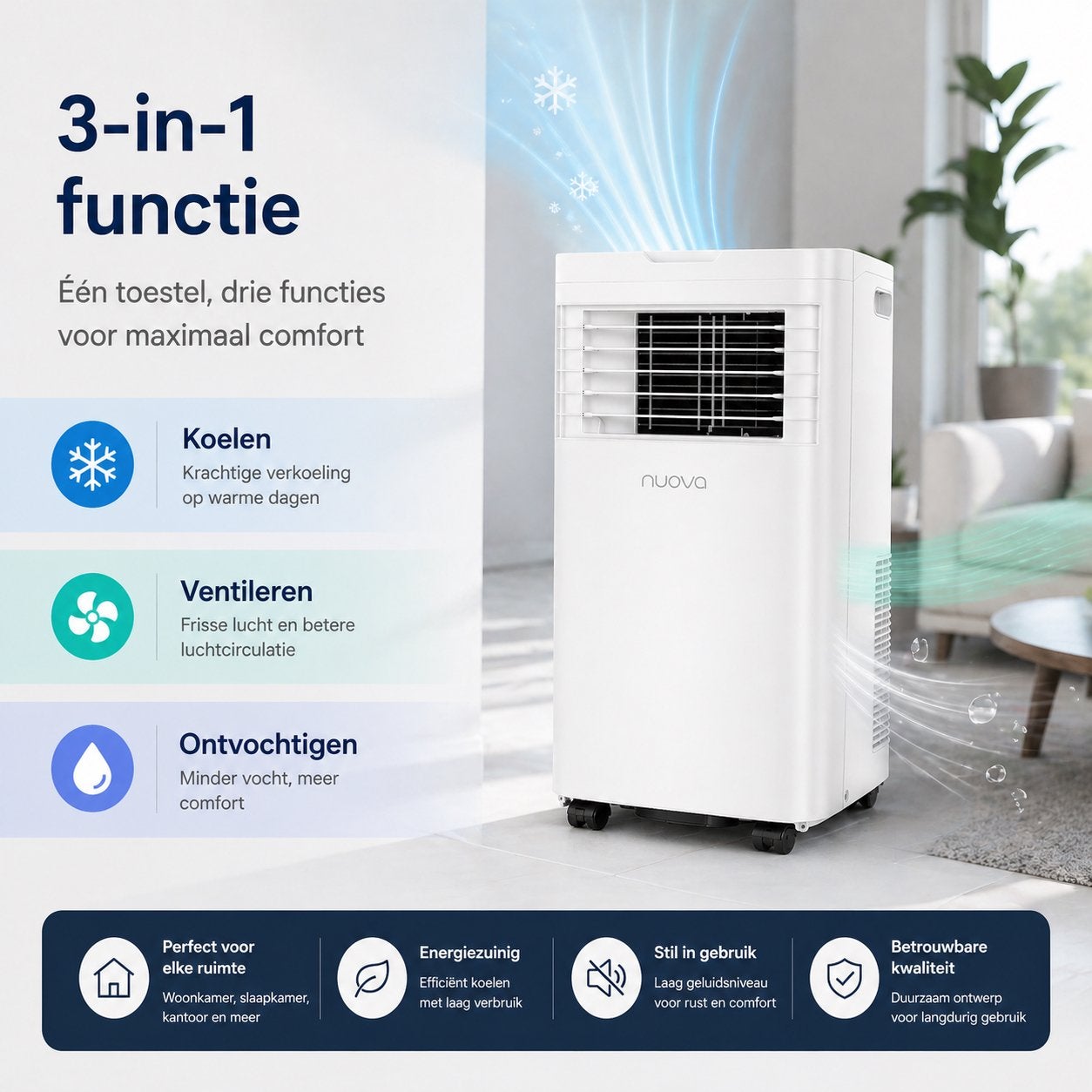 Nova Mobiele Airco 3,5 kW - Koelen,Ventileren, Witgoed en Apparatuur, Airco's, Minder dan 60 m³, Nieuw, 3 snelheden of meer, Ophalen of Verzenden