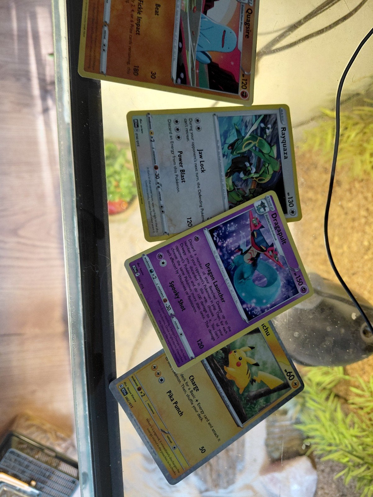 Pokémon Kaarten Set: Rayquaza, Pikachu, Dragapult, Quagsire, Ophalen of Verzenden, Zo goed als nieuw, Meerdere kaarten, Foil