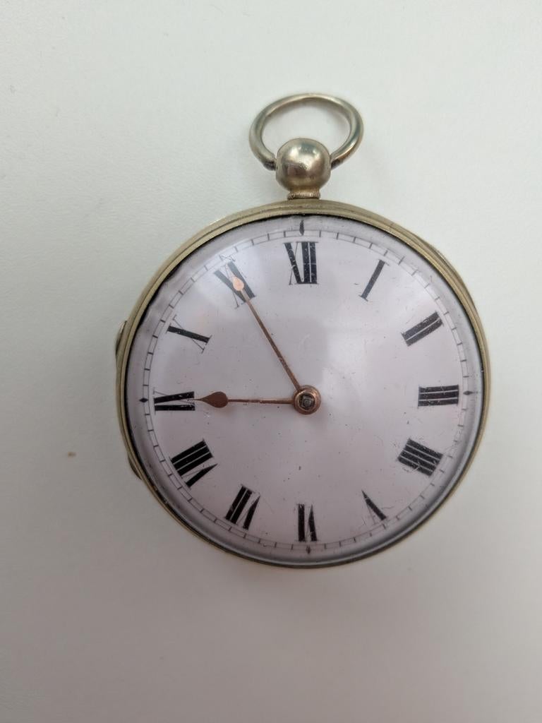 Antiek Zakhorloge - Sleutelopwinder, Sieraden, Tassen en Uiterlijk, Horloges | Antiek, Overige materialen, Zakhorloge, Voor 1900