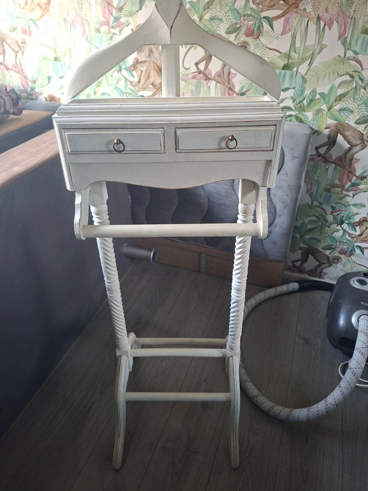 Vintage kledingstandaard / valet stand met lades, Ophalen, Gebruikt, 100 tot 150 cm, Staande kapstok