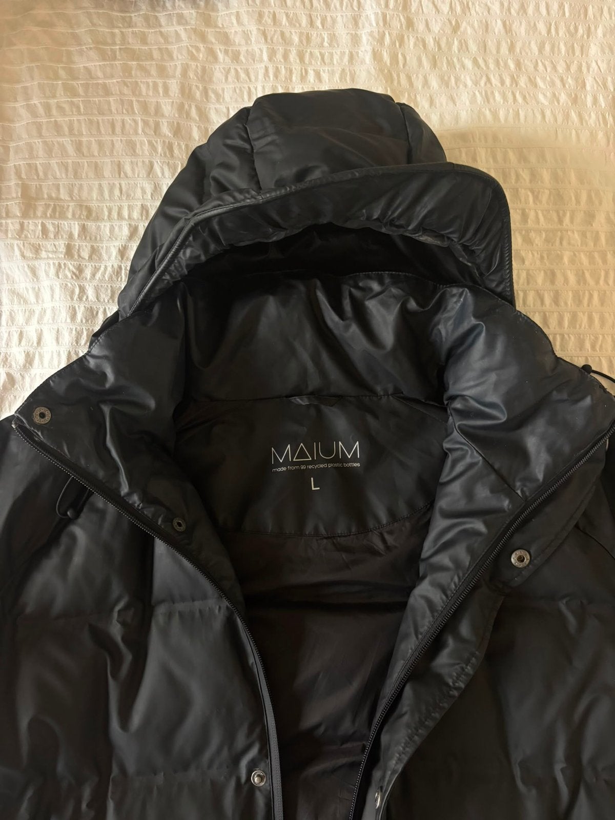 Puffer zwarte winterjas, merk MAIUM, maat L, Ophalen of Verzenden, Zo goed als nieuw, Zwart