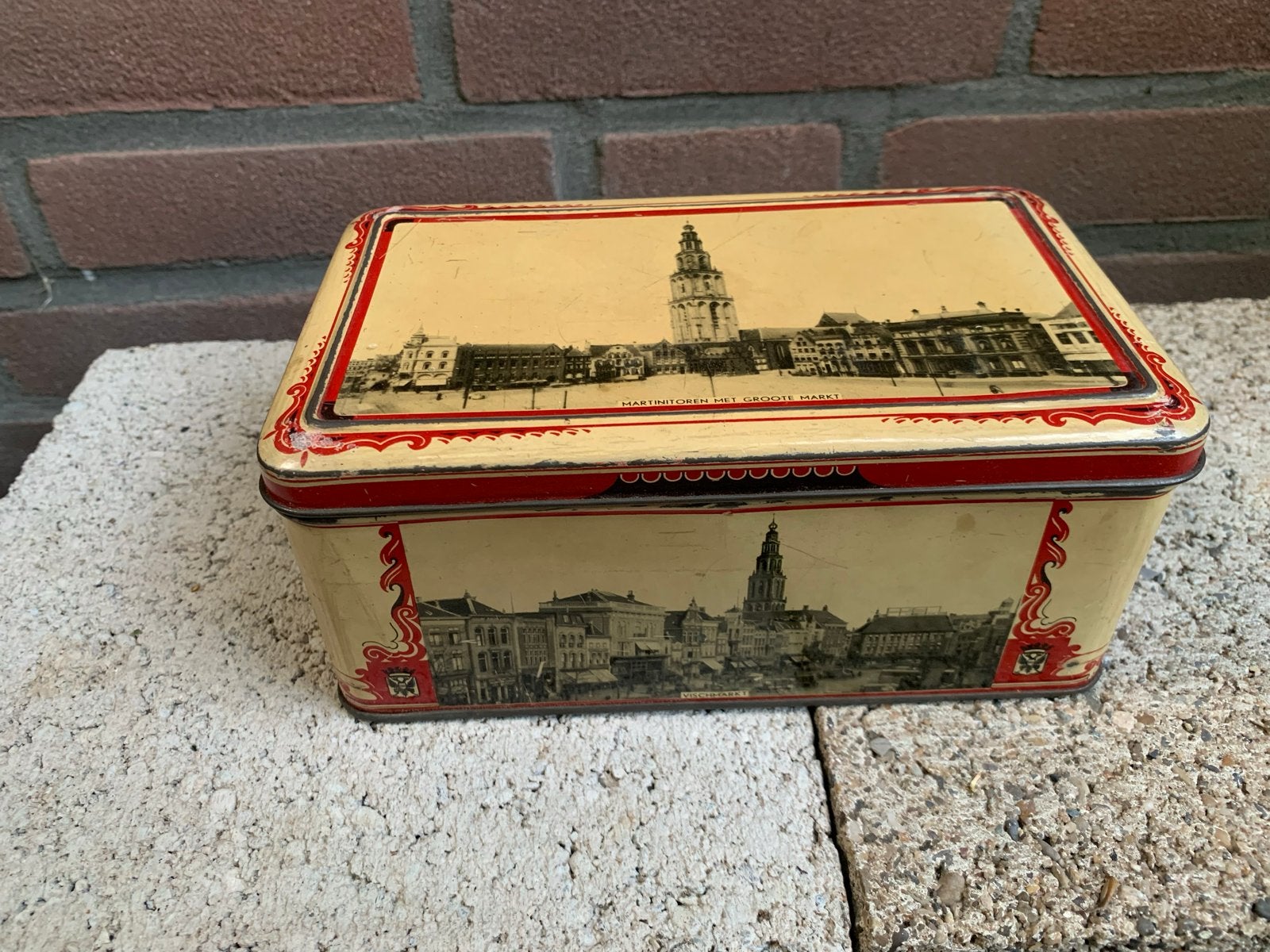 Set van 8 Vintage koektrommels van Verkade, Droste, en meer, Verzamelen, Verzenden, Gebruikt, Koek(jes), Verkade
