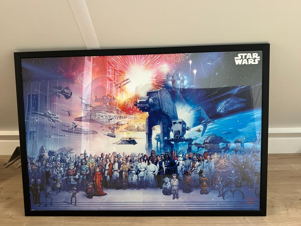 Ingelijste Star Wars poster, Verzamelen, Star Wars, Ophalen of Verzenden, Zo goed als nieuw, Boek of Poster