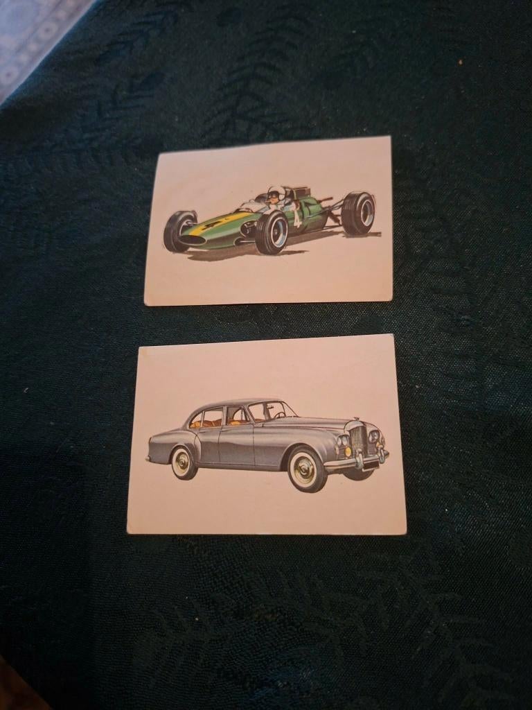 2 Prenten/Chromo's: De automobielwereld van 1966, 1960 tot 1980, Gebruikt, Verzenden, Prent