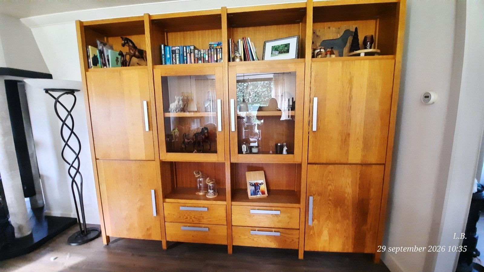 boekenkast licht eiken, Ophalen, Eikenhout, 200 cm of meer, Met lade(s)