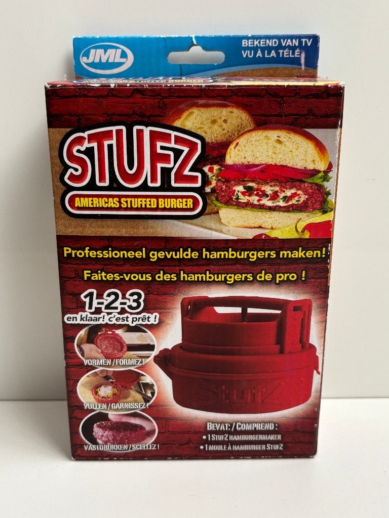 Stufz hamburger - press voor Gevulde hamburger. Nieuw, Overige typen, Kunststof, Nieuw, Ophalen of Verzenden