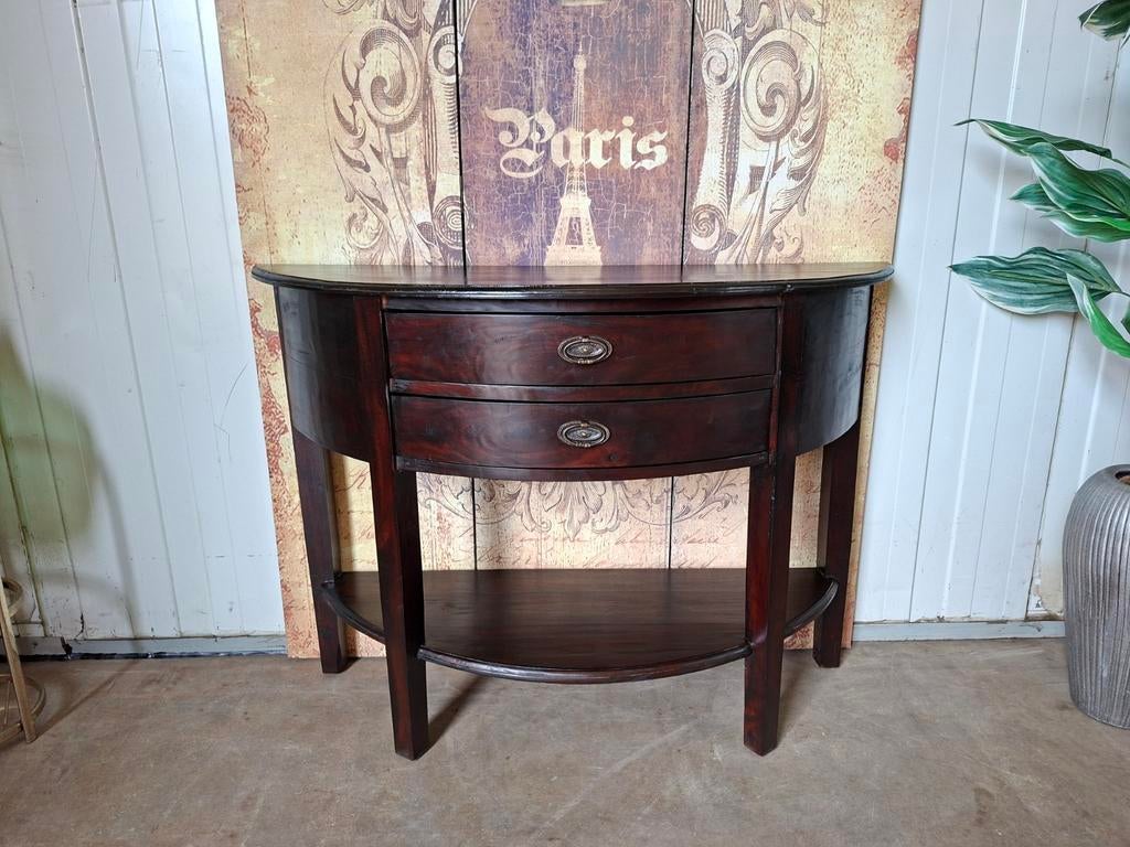 Koloniaal teakhouten sidetable, haltafel, wandconsole