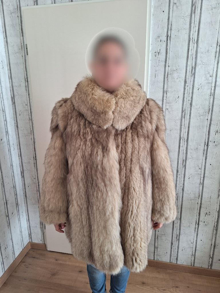Dikke zware zachte witte vos jas, super kraag, grote L, 44, Kleding | Dames, Ophalen of Verzenden, Zo goed als nieuw, Maat 42/44 (L)