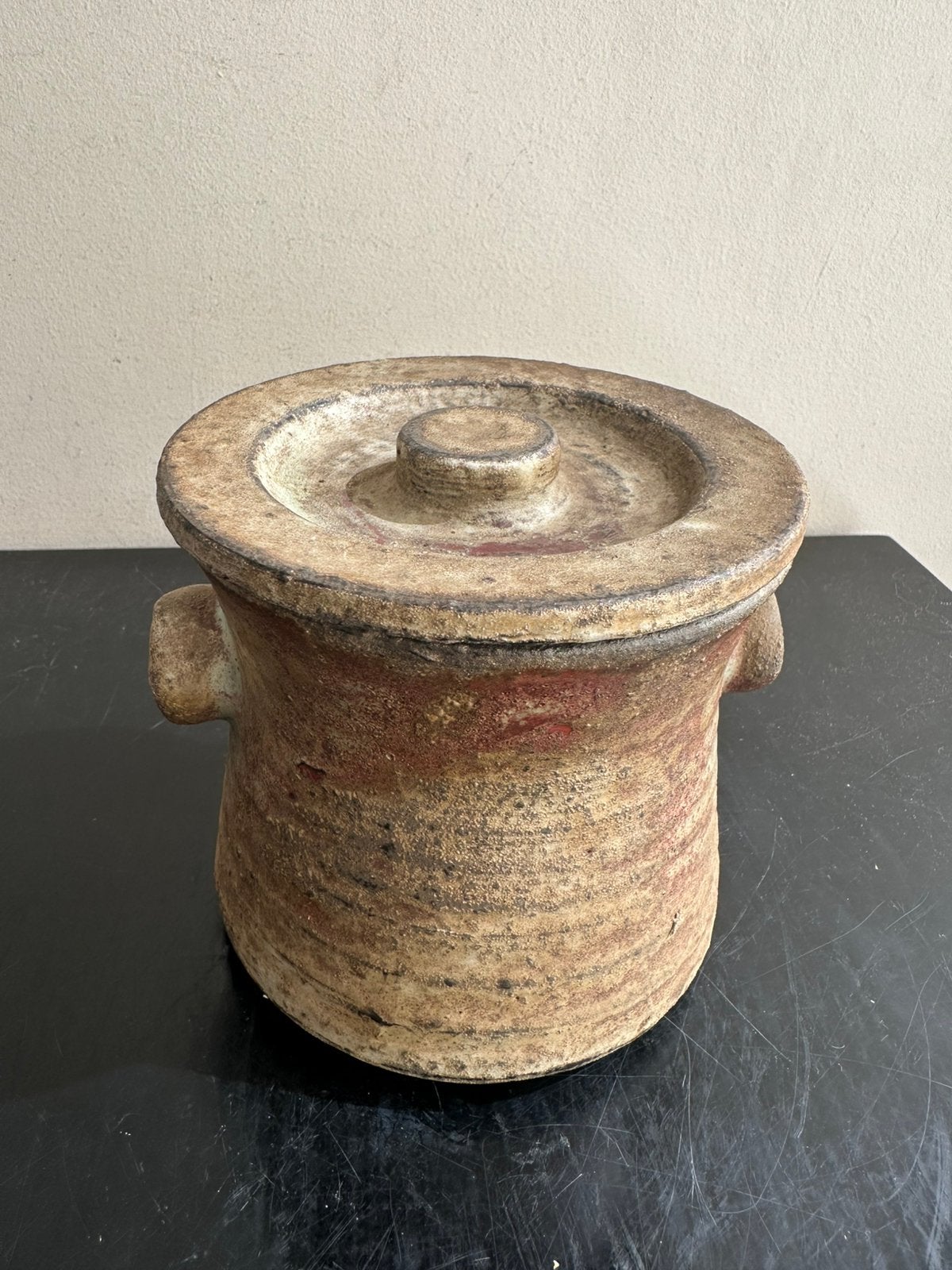 Oude Robuuste aardewerk deksel pot Mobach, Ophalen of Verzenden