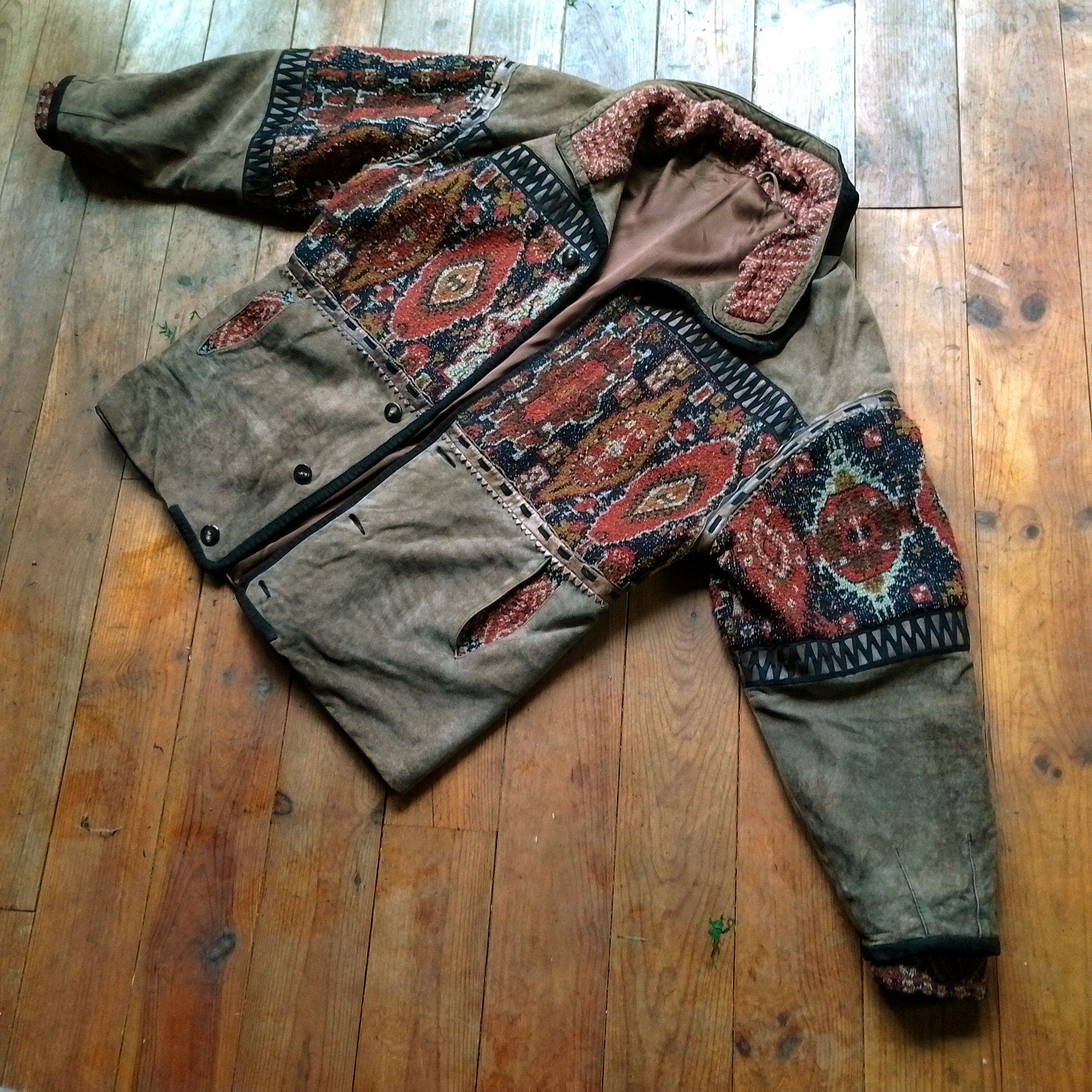Pracht vintage Sheepskin Bohemian jas!, Blue Ribbon, Meerkleurig, Maat 56/58 (XL), Ophalen of Verzenden