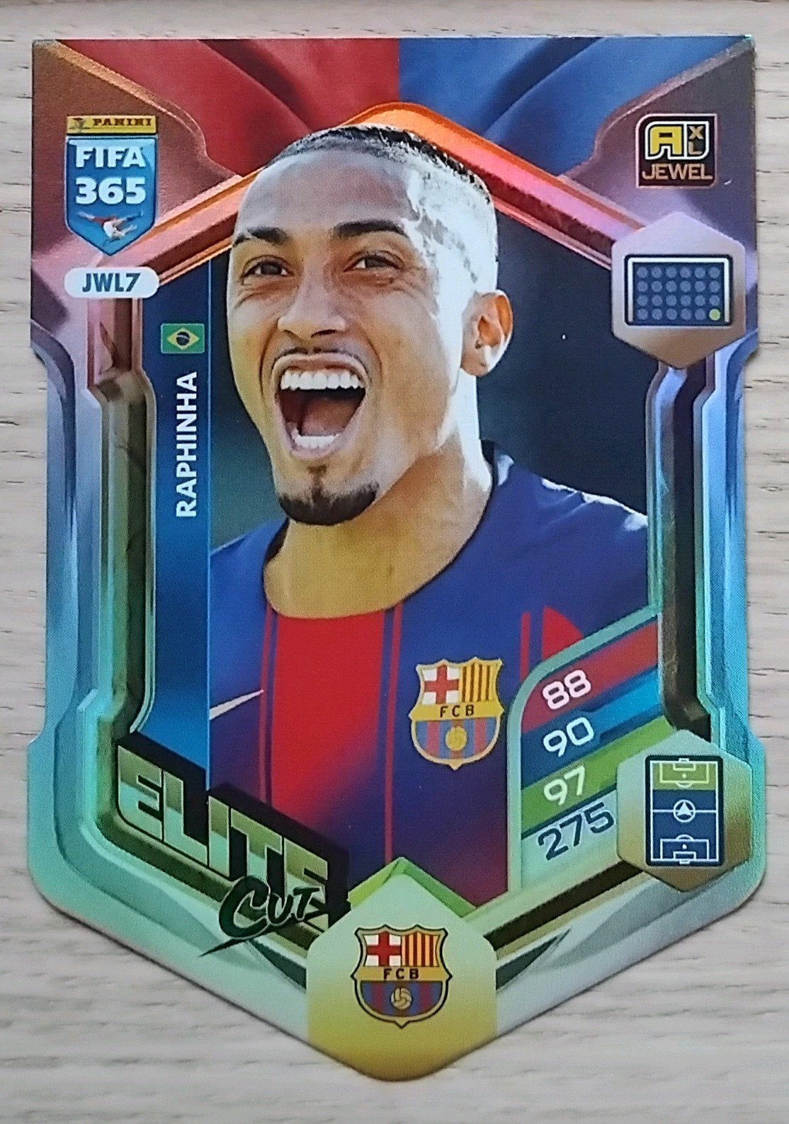 Panini Adrenalyn 365 JWL7 Elite cut Raphinha FC Barcelona, Ophalen, Nieuw, Plaatje