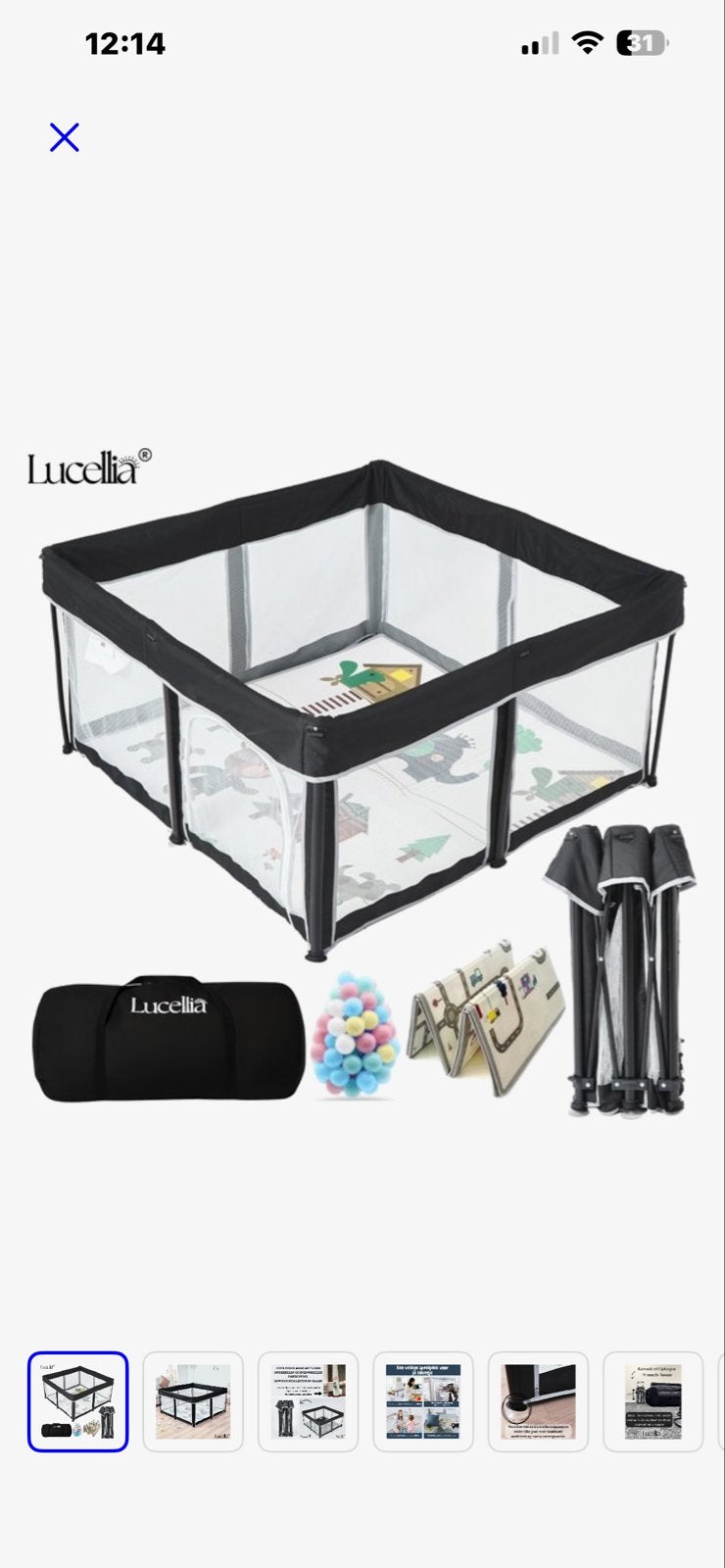 Lucellia Opvouwbare Box - Draagbaar en Ruimtebesparend, Ophalen, Zo goed als nieuw, Vierkant, Boxkleed