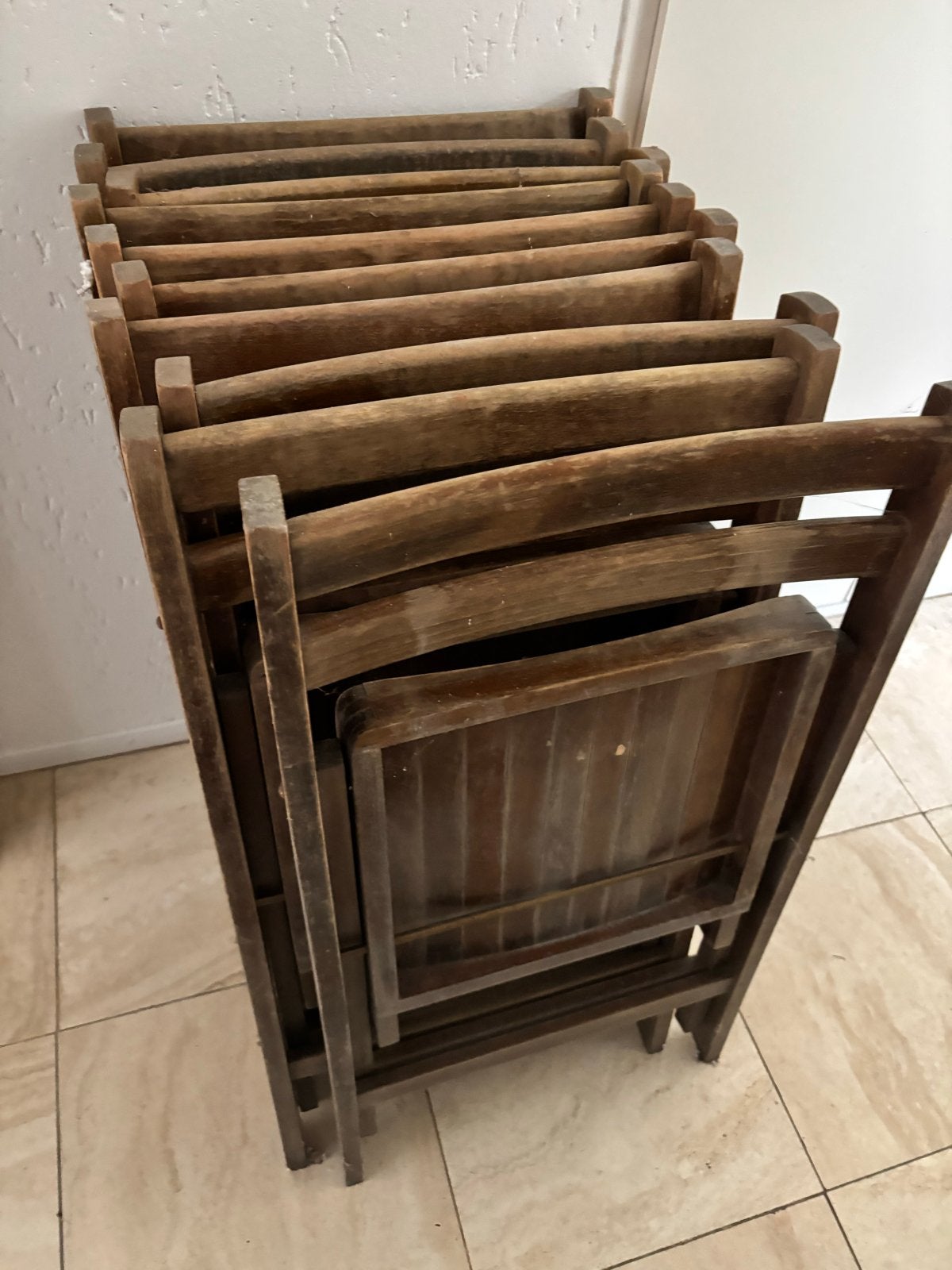 10x Houten klapstoelen, Antiek en Kunst, Ophalen