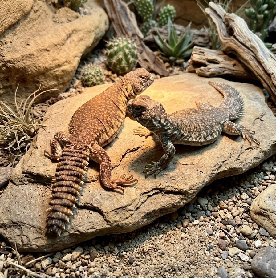 Uromastyx nigriventris flame nakweek duo, Dieren en Toebehoren, Reptielen en Amfibieën, Hagedis, 0 tot 2 jaar