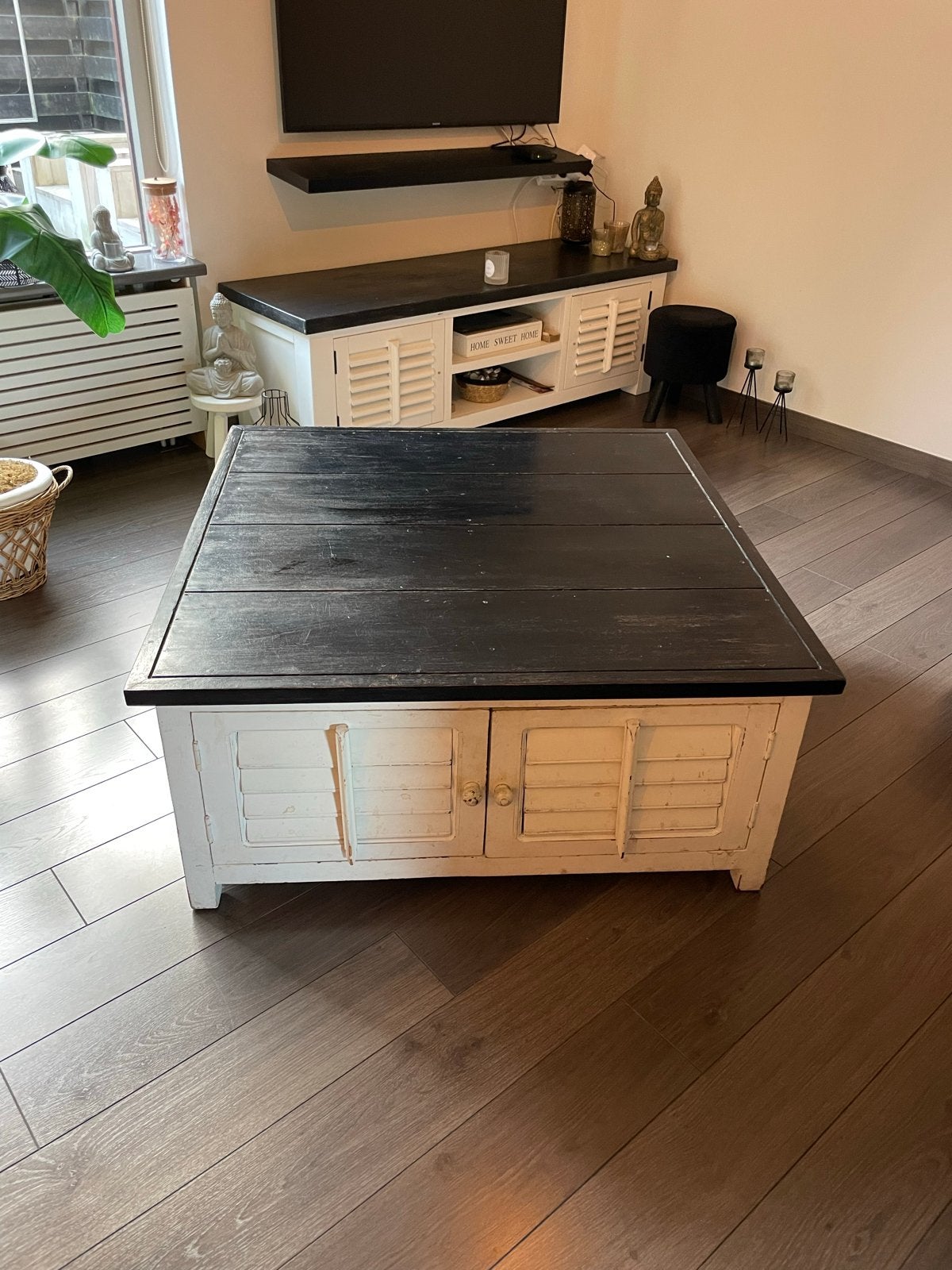 Rivièra Maison salontafel 100x100, Ophalen, 50 – 75, Gebruikt, 100 tot 150 cm