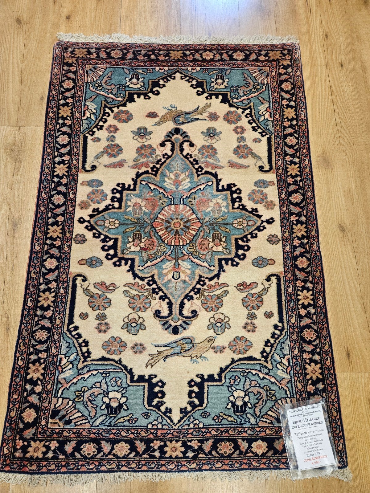 Vintage handgeknoopt perzisch tapijt tafresh 123x78, Huis en Inrichting, Stoffering | Tapijten en Kleden, Info@SlatsAntiek.nl