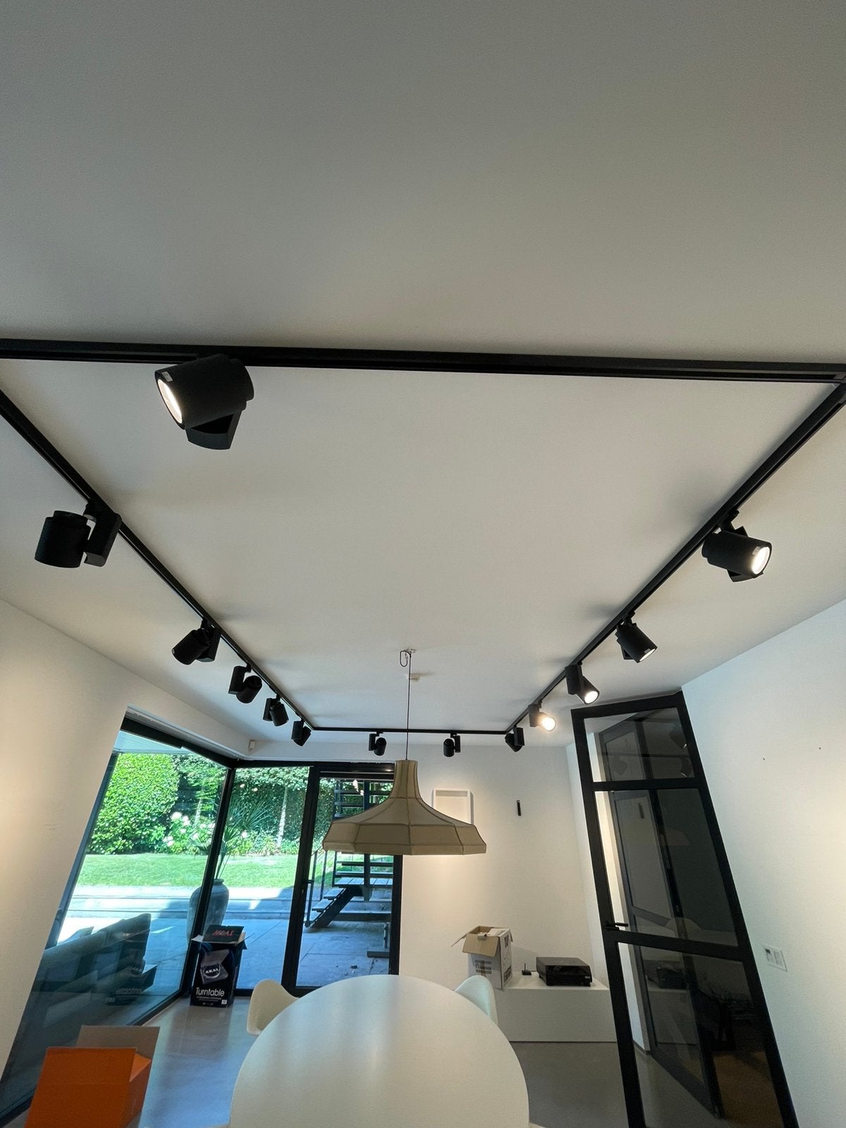 Professionele showroom/winkel verlichting spots en rails, Ophalen, Dimbaar, Gebruikt, Zwart