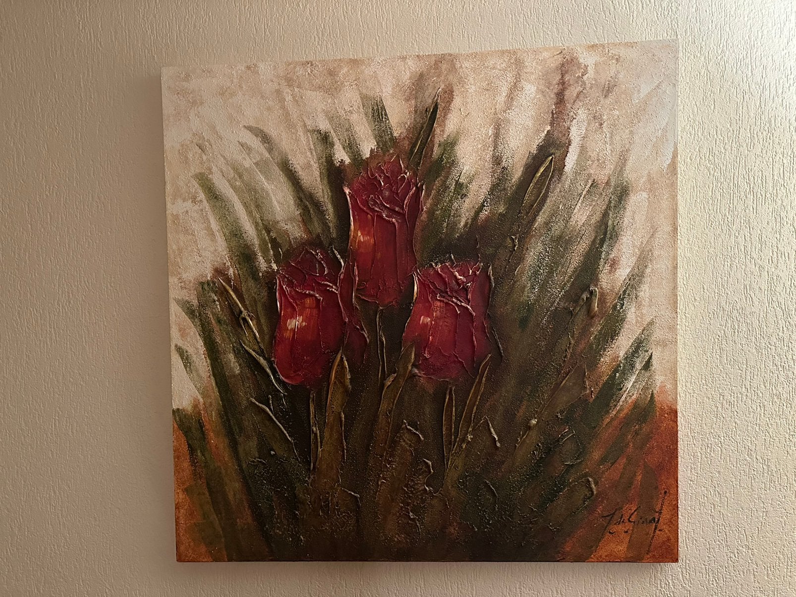 Origineel schilderij Jochem de Graaf - 120x120 cm - bloemen, Ophalen